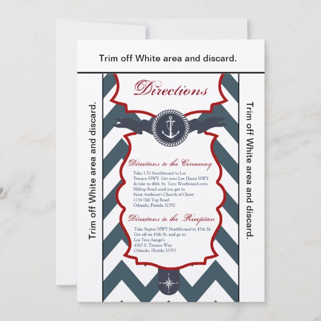 Tarjeta de dirección 3.5x6 Ancla náutica Compass O (Anverso)