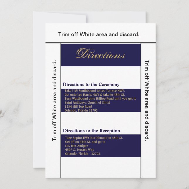 Tarjeta de dirección 3.5x6 banda moderna Navy Whit (Anverso)