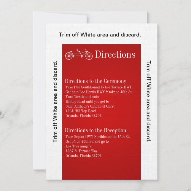 Tarjeta de dirección 3.5x6 Bicicleta doble roja (Anverso)