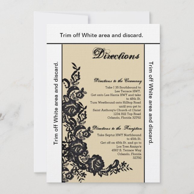 Tarjeta de dirección 3.5x6 Black Lace Damask Antiq (Anverso)