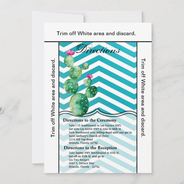 Tarjeta de dirección 3.5x6 Boho Cacti Cactus Succu (Anverso)