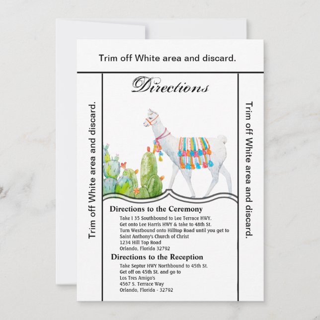 Tarjeta de dirección 3.5x6 Boho Llama Bohemian Cac (Anverso)