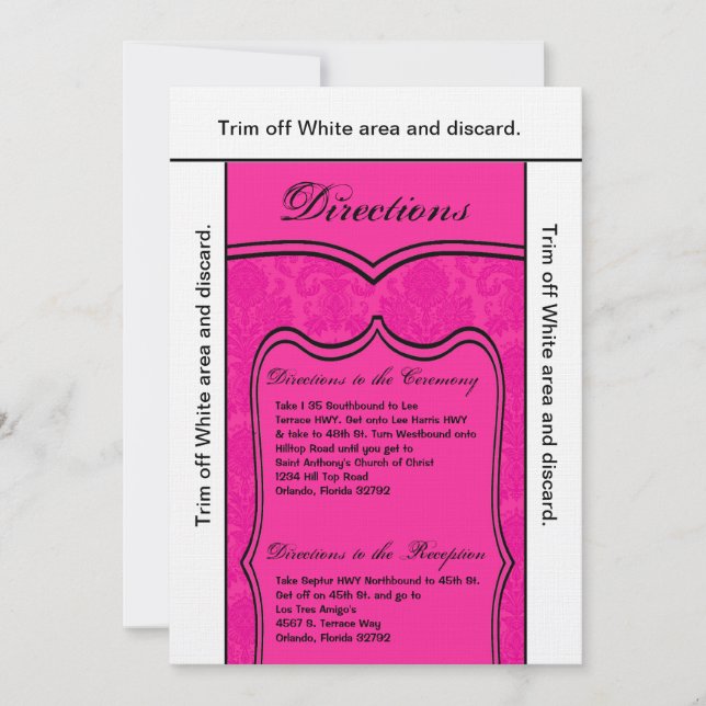 Tarjeta de dirección 3.5x6 Damasco rosa caliente (Anverso)