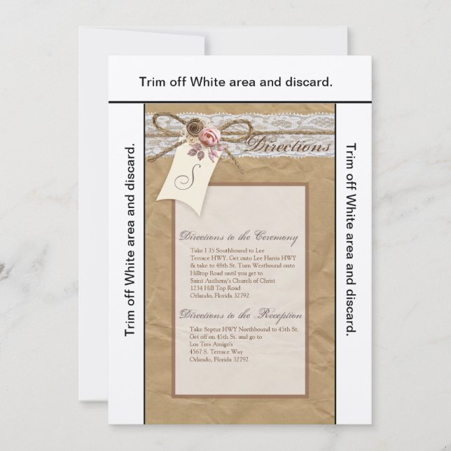 Tarjeta de dirección 3.5x6 Kraft Paper Lace Twine  (Anverso)