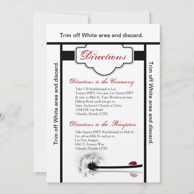 Tarjeta de dirección 3.5x6 Lady Bug Dandilion Flow (Anverso)