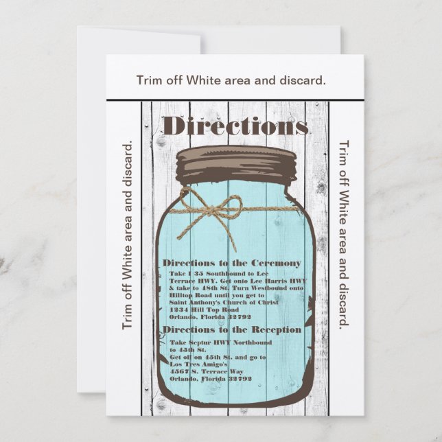 Tarjeta de dirección 3.5x6 Mason Jar Wood Country  (Anverso)