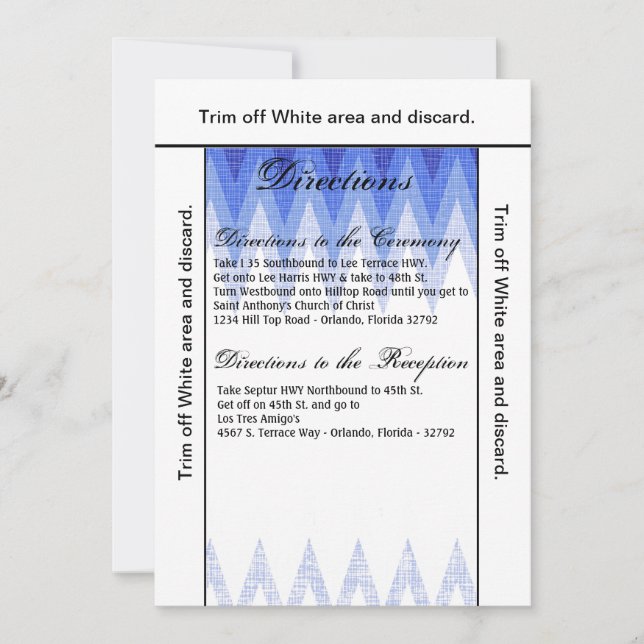 Tarjeta de dirección 3.5x6 Ombre Chevron Azul (Anverso)
