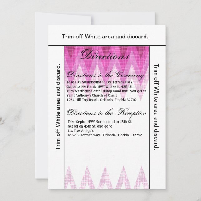 Tarjeta de dirección 3.5x6 Ombre Chevron rosa (Anverso)