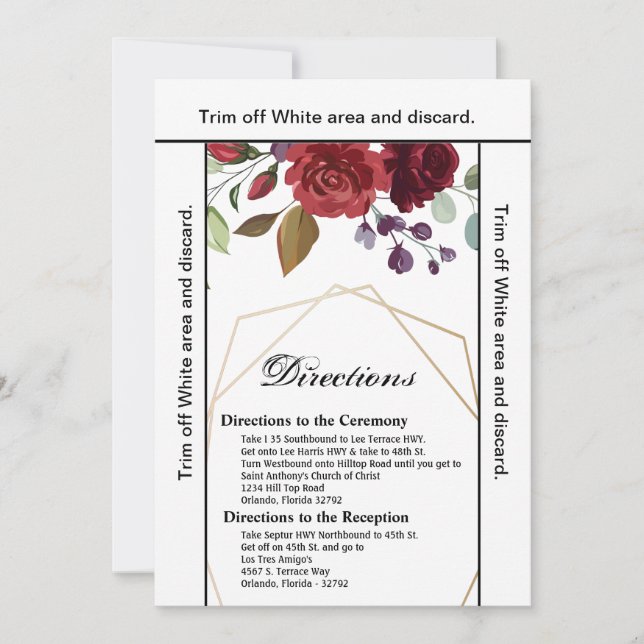 Tarjeta de dirección 3.5x6 Rosas blancas Geométric (Anverso)