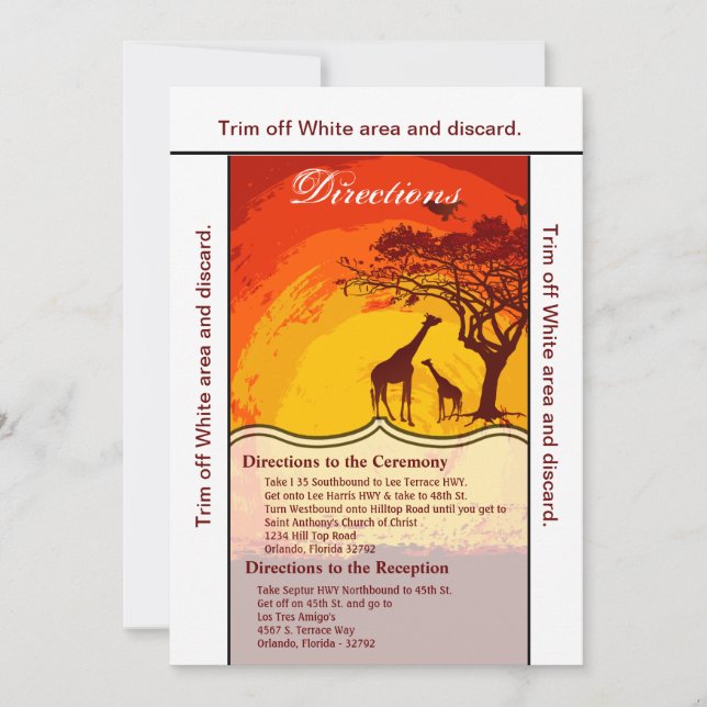 Tarjeta de dirección 3.5x6 Safari Africano Giraffe (Anverso)