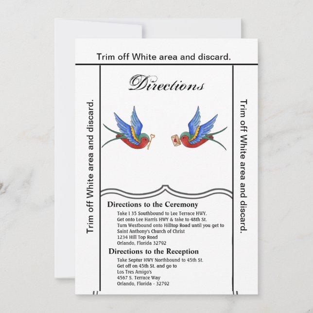 Tarjeta de dirección 3.5x6 Tatuaje de pájaro tradi (Anverso)