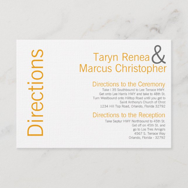 Tarjeta de dirección 3x5 color gris amarillo Chevr (Anverso)