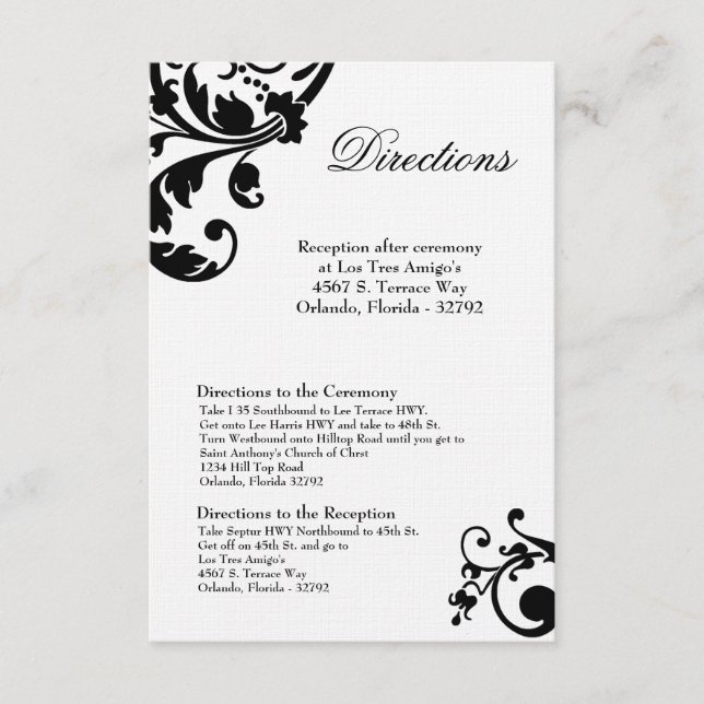 Tarjeta de dirección 3x5 filigrana floral blanca n (Anverso)