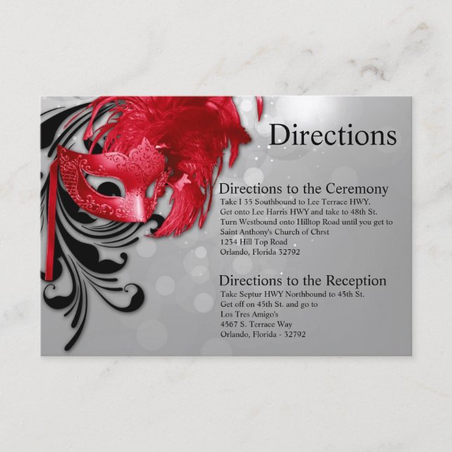 Tarjeta de dirección 3x5 roja en máscara de mascar (Anverso)