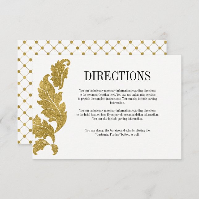 Tarjeta de dirección Boda de Escudo de oro clásico (Anverso / Reverso)