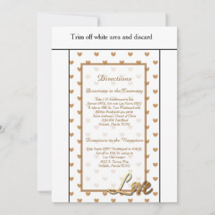 Tarjeta de dirección Boda Gold Love Hearts 3.5x6