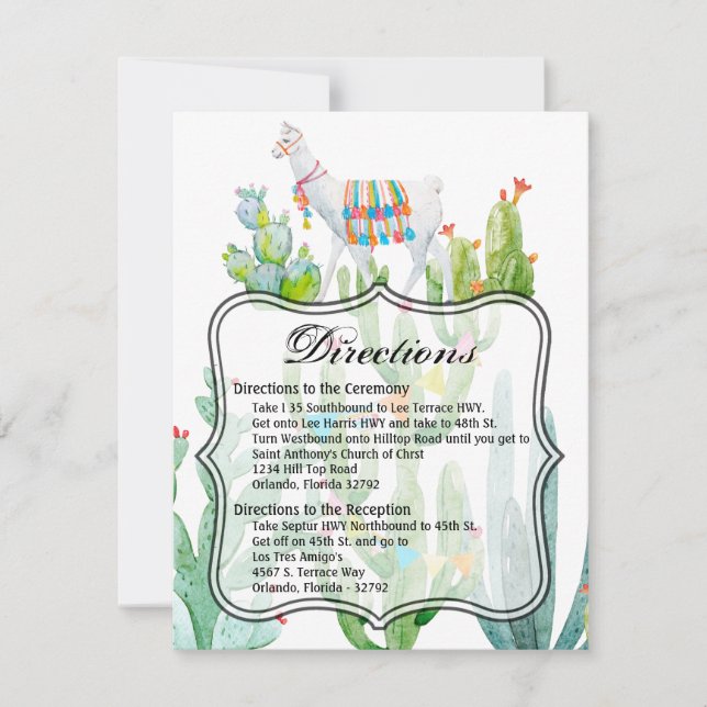 Tarjeta de dirección Boho Llama Bohemian Cacti (Anverso)