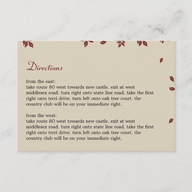 Tarjeta de dirección de árbol de roble (Anverso)