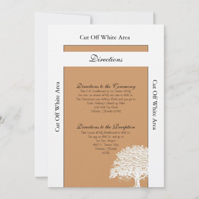 Tarjeta de dirección de Boda blanco/marrón del árb (Anverso)