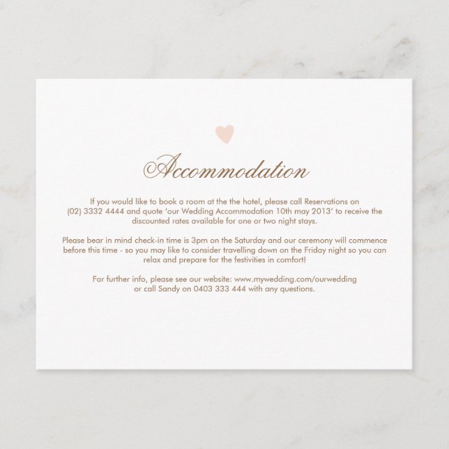Tarjeta de dirección de Boda de corazón grande (Anverso)