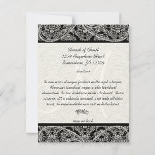Tarjeta de dirección de boda de damasco negro con 