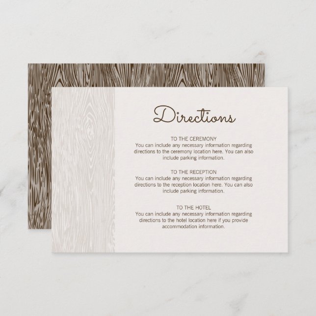 Tarjeta de dirección de Boda de madera rústica mod (Anverso / Reverso)