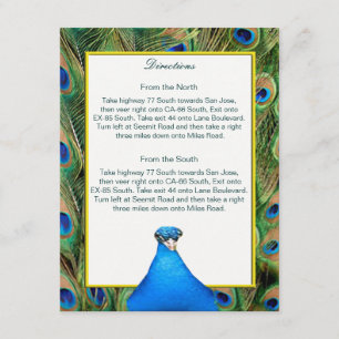 Tarjeta de dirección de Boda de pavo real