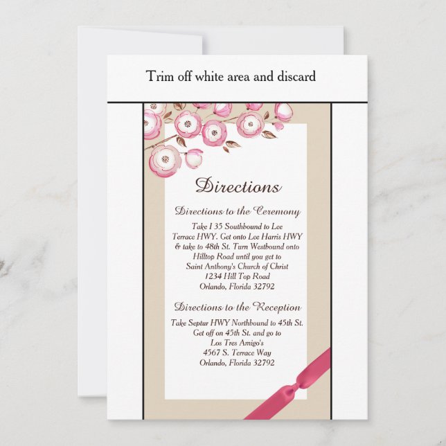 Tarjeta de dirección de Boda de rama floral rosa 3 (Anverso)