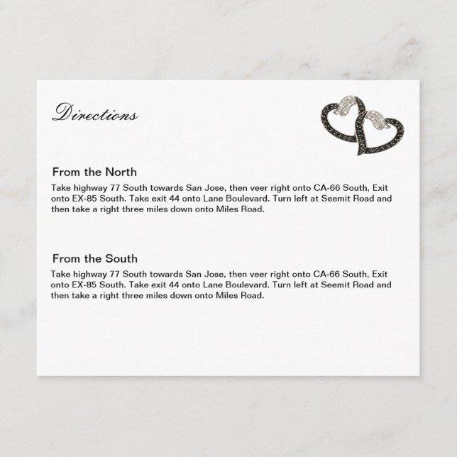 Tarjeta de dirección de corazones de diamante blan (Anverso)
