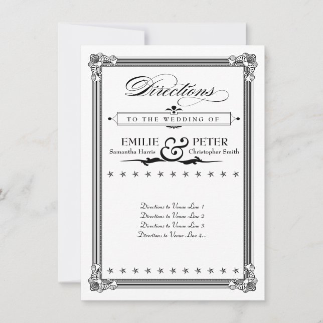 Tarjeta de dirección de estilo Poster blanco y neg (Anverso)