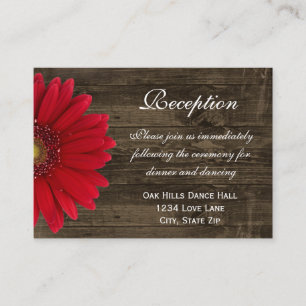 Tarjeta de dirección de recepción de boda Red Gerb