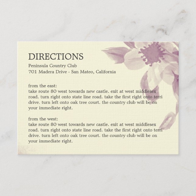Tarjeta de dirección floral acuarela (Anverso)