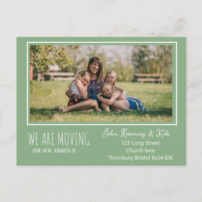 Tarjeta de dirección moderna simple verde (Anverso)