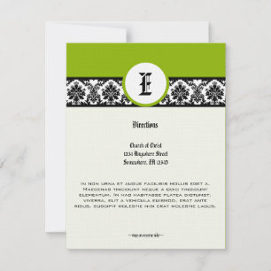 Tarjeta de dirección Monograma Verde de la boda de