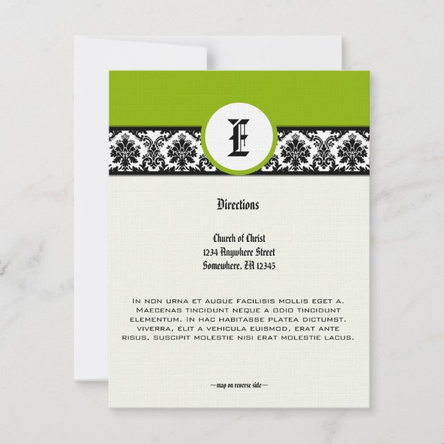 Tarjeta de dirección Monograma Verde de la boda de (Anverso)