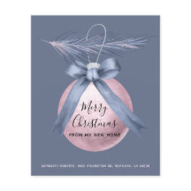 Tarjeta de dirección nueva de vacaciones azul rosa