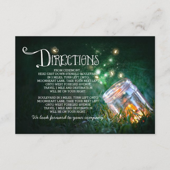 tarjeta de direcciones bodas de las luciérnagas de (Anverso)