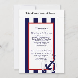 Tarjeta de direcciones de boda Blue Anchor Nautica