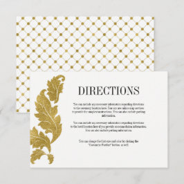Tarjeta de direcciones de boda Classic Gold Crest