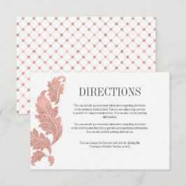 Tarjeta de direcciones de boda con cresta de oro r