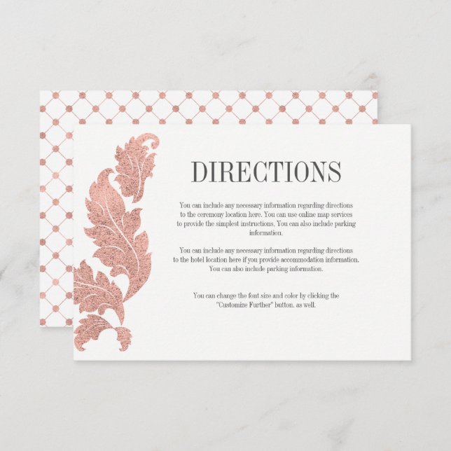 Tarjeta de direcciones de boda con escudo de oro r (Anverso / Reverso)
