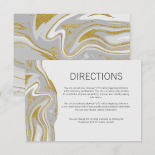 Tarjeta de Direcciones de Boda de Mármol y Oro Mod