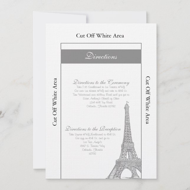 Tarjeta de direcciones de boda en París (Anverso)