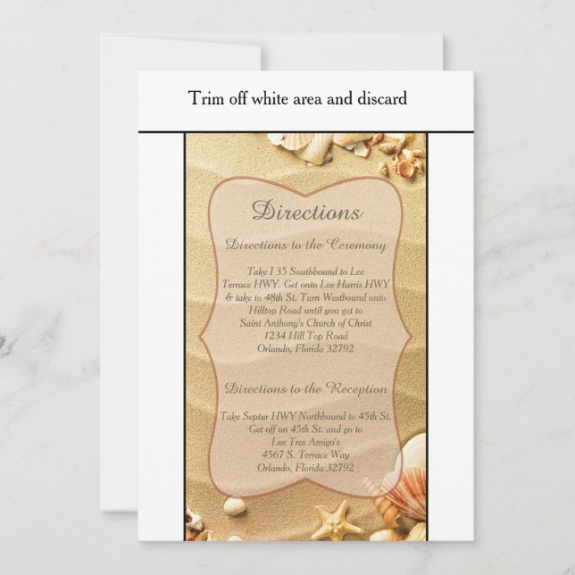 Tarjeta de Direcciones de Bodas con Arena de Playa (Anverso)