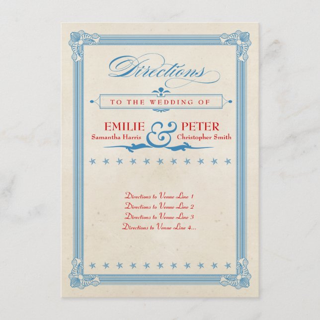 Tarjeta de direcciones de cartel vintage rojo, bla (Anverso)