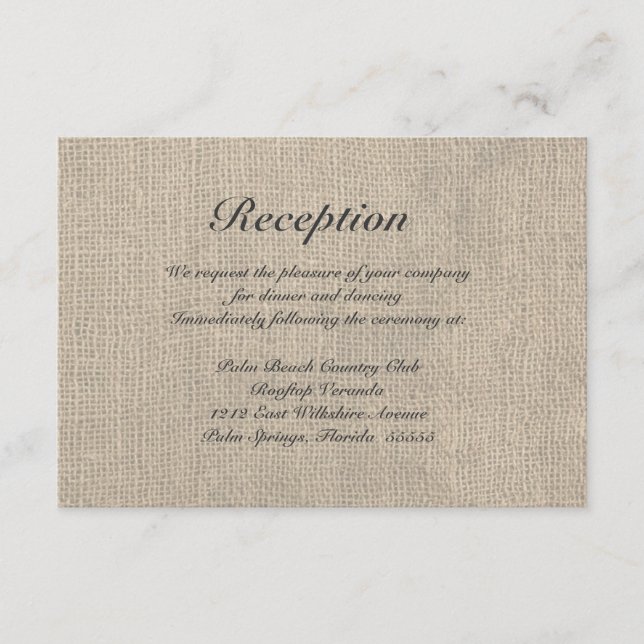 Tarjeta de Direcciones de Recepción de Boda Rústic (Anverso)