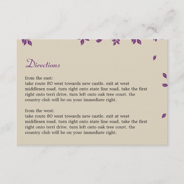 Tarjeta de direcciones del roble (Anverso)