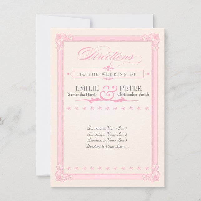 Tarjeta de direcciones estilo cartel rosa, gris y  (Anverso)