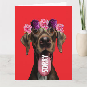 Tarjeta de disculpa del Gran Danés con flores