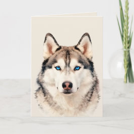 Tarjeta de diseño artístico de perro Husky